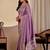 Purple batik embroidered silk blend designer saree