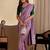 Purple batik embroidered silk blend designer saree