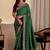 Green bandhani zari silk blend designer saree