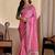 Pink bandhani embroidered silk blend designer saree