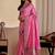 Pink bandhani embroidered silk blend designer saree