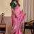 Pink bandhani embroidered silk blend designer saree