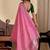 Pink bandhani embroidered silk blend designer saree