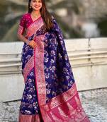 Violet woven design zari kanjeevaram saree