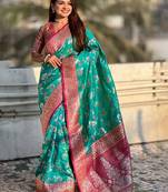 Green woven design zari kanjeevaram saree