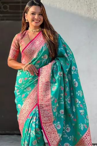 Green woven design zari kanjeevaram saree
