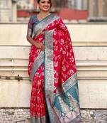 Pink woven design zari kanjeevaram saree