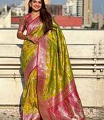 Green woven design zari kanjeevaram saree