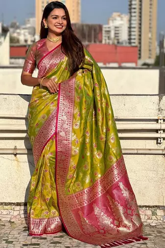 Green woven design zari kanjeevaram saree