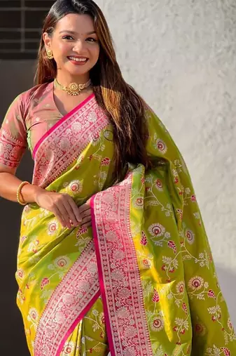 Green woven design zari kanjeevaram saree