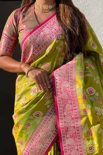 Green woven design zari kanjeevaram saree