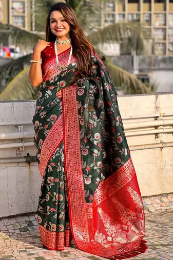 Green woven design zari kanjeevaram saree