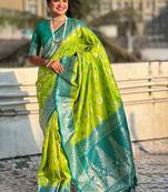 Green woven design zari kanjeevaram saree