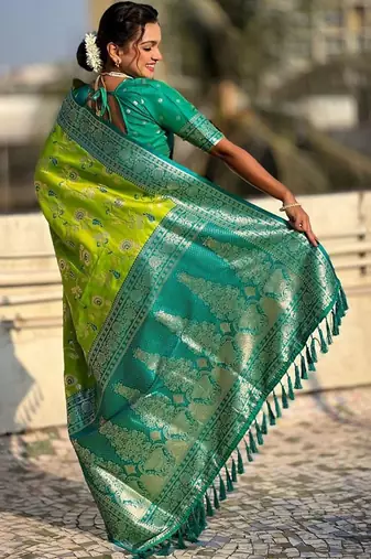 Green woven design zari kanjeevaram saree
