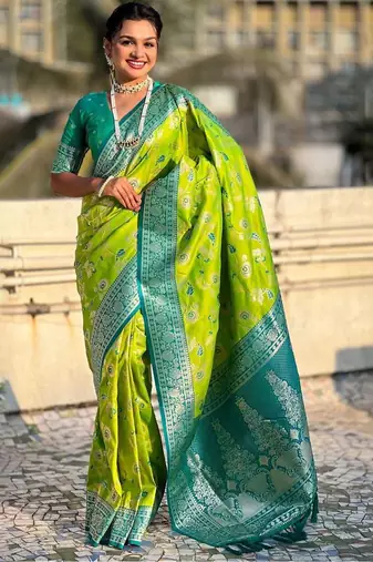 Green woven design zari kanjeevaram saree