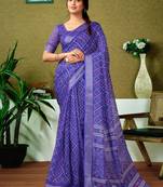 Violet checked zari  linen ready to wear saree