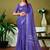 Violet checked zari  linen ready to wear saree