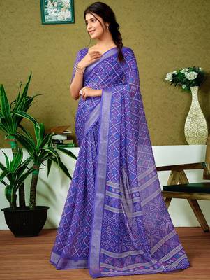 Violet checked zari  linen ready to wear saree 2