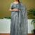 Grey ethnic motifs zari  linen ready to wear saree