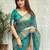 Teal embellished zari organza designer banarasi saree