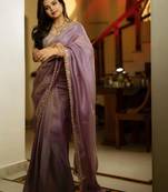Lavender embellished zari net heavy work saree