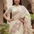 Off white woven design embroidered silk blend handloom banarasi saree