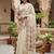 Off white woven design embroidered silk blend handloom banarasi saree