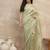 Green striped organza ready to wear saree