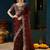 Maroon paisley embroidered satin designer saree