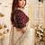 Off white ethnic motifs embroidered satin designer saree