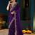 Purple paisley embroidered satin designer saree