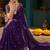 Purple paisley embroidered satin designer saree
