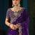 Purple paisley embroidered satin designer saree