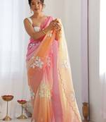 Multicolor floral sequinned silk blend designer saree