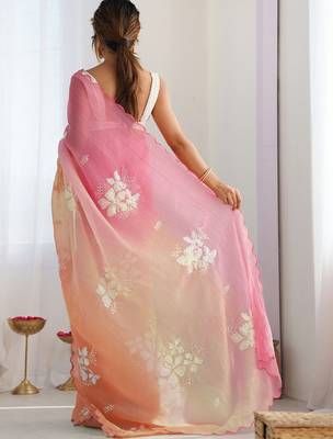 Multicolor floral sequinned silk blend designer saree 3