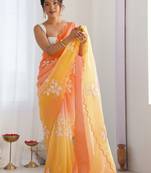 Multicolor floral sequinned silk blend designer saree