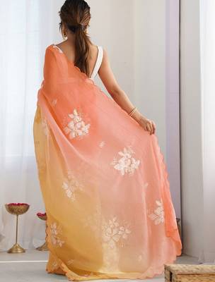Multicolor floral sequinned silk blend designer saree 3