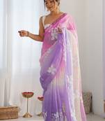 Multicolor floral sequinned silk blend designer saree