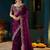 Purple paisley embroidered satin designer saree
