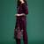 Burgundy embroidered viscose rayon kurta trouser set