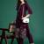 Burgundy embroidered viscose rayon kurta trouser set