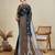 Navy blue ethnic motifs woven design banarasi saree with blouse piece