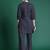 Navy blue printed cotton kurta trouser set