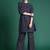 Navy blue printed cotton kurta trouser set