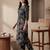 Black printed cotton kurta trouser set