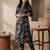 Black printed cotton kurta trouser set