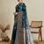 Teal ethnic motifs woven design banarasi saree