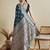 Teal ethnic motifs woven design banarasi saree
