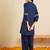 Blue printed viscose rayon kurta trouser set