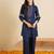 Blue printed viscose rayon kurta trouser set